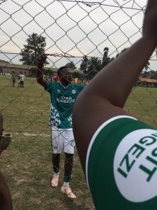 Seremba in front of fans chanting his name.