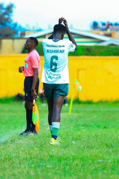 Nkurunungi Ashirafu thanking the fans after his substitution.